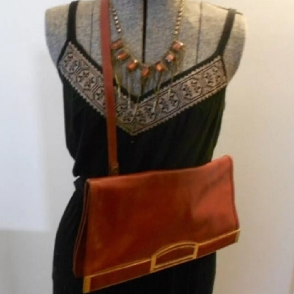 Vintage Oscar Arianna Italy Handbag Purse 1980s Red Gold Leather?